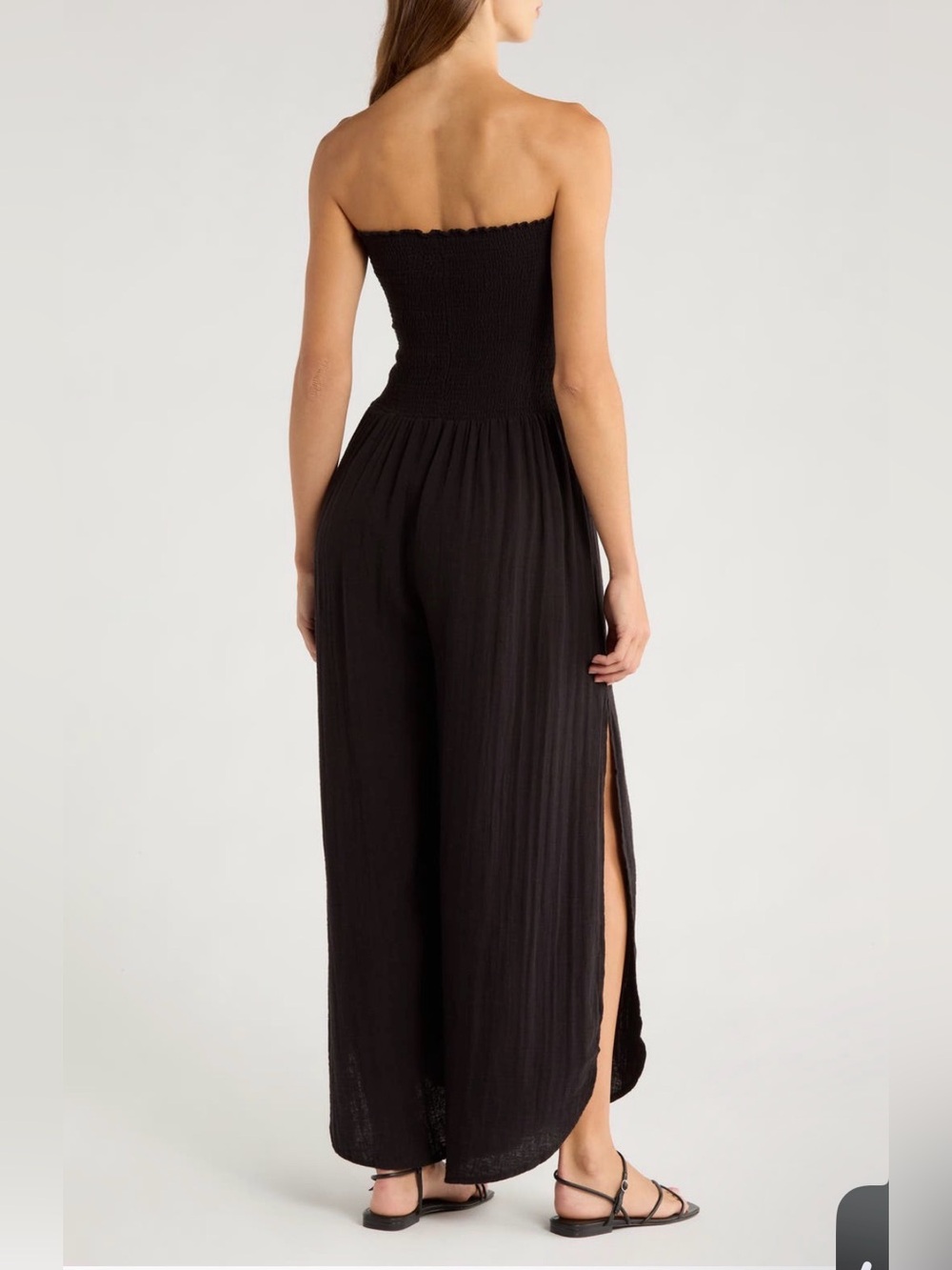 🖤 NWT! Elan Lightweight Cotton Strapless Black Jumpsuit - Picture 3 of 10